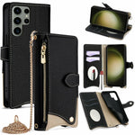 For Samsung Galaxy S25 Ultra Leather Case Wallet Stand Cover Irregular Tail Style with Chain Strap
