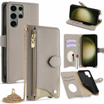 For Samsung Galaxy S25 Ultra Leather Case Wallet Stand Cover Irregular Tail Style with Chain Strap