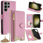 For Samsung Galaxy S25 Ultra Leather Case Wallet Stand Cover Irregular Tail Style with Chain Strap