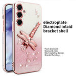 KADEM til Samsung Galaxy A05s 4G cover guldsmedestativ TPU blomster glimmer telefoncover
