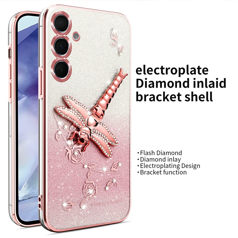 KADEM til Samsung Galaxy A05s 4G cover guldsmedestativ TPU blomster glimmer telefoncover