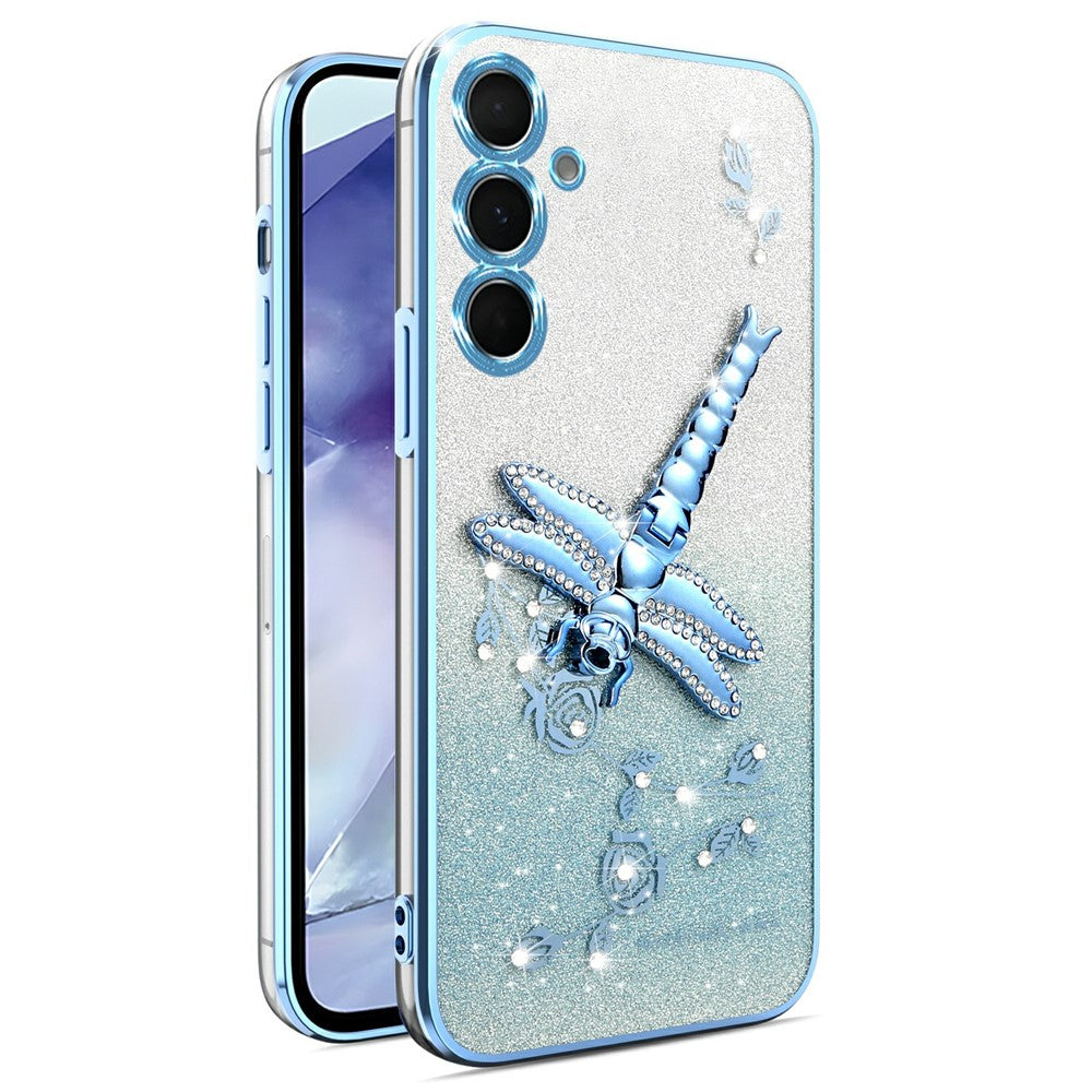 KADEM til Samsung Galaxy A05s 4G cover guldsmedestativ TPU blomster glimmer telefoncover