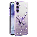 KADEM För Samsung Galaxy S24 FE Skal Dragonfly Stativ TPU Blommor Glitter Mobilskal