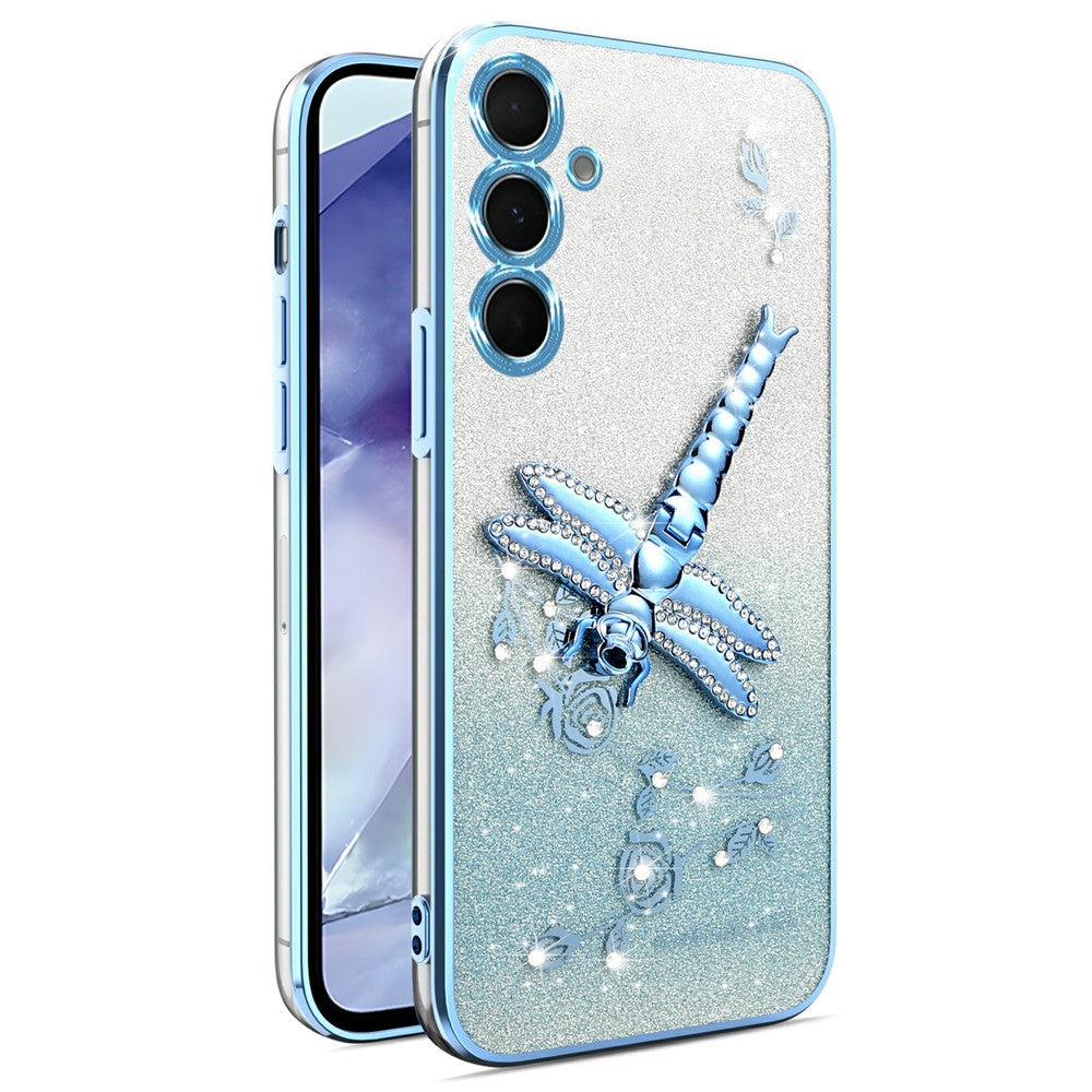 KADEM Til Samsung Galaxy S24 FE Etui Guldsmed Kickstand TPU Blomster Glitter Telefoncover