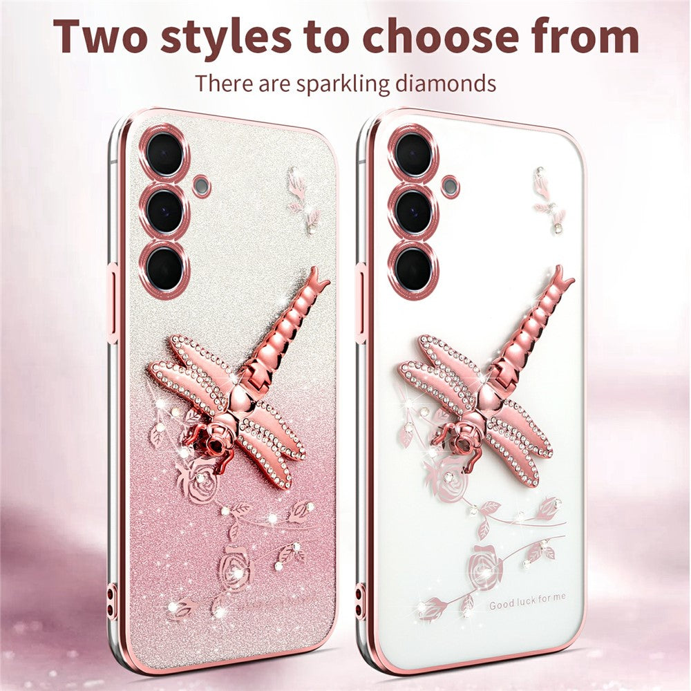 KADEM Til Samsung Galaxy S25+ Cover Guldsmed Kickstand TPU Blomster Glitter Telefoncover