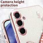KADEM Til Samsung Galaxy S25+ Cover Guldsmed Kickstand TPU Blomster Glitter Telefoncover