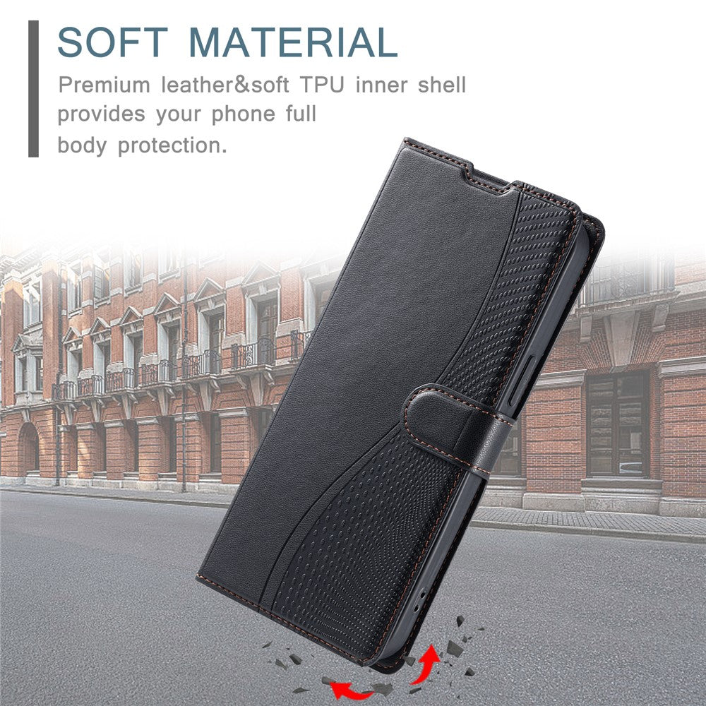 Til Samsung Galaxy A54 5G cover med prikker præget PU læder flip telefoncover med kortplads, rem