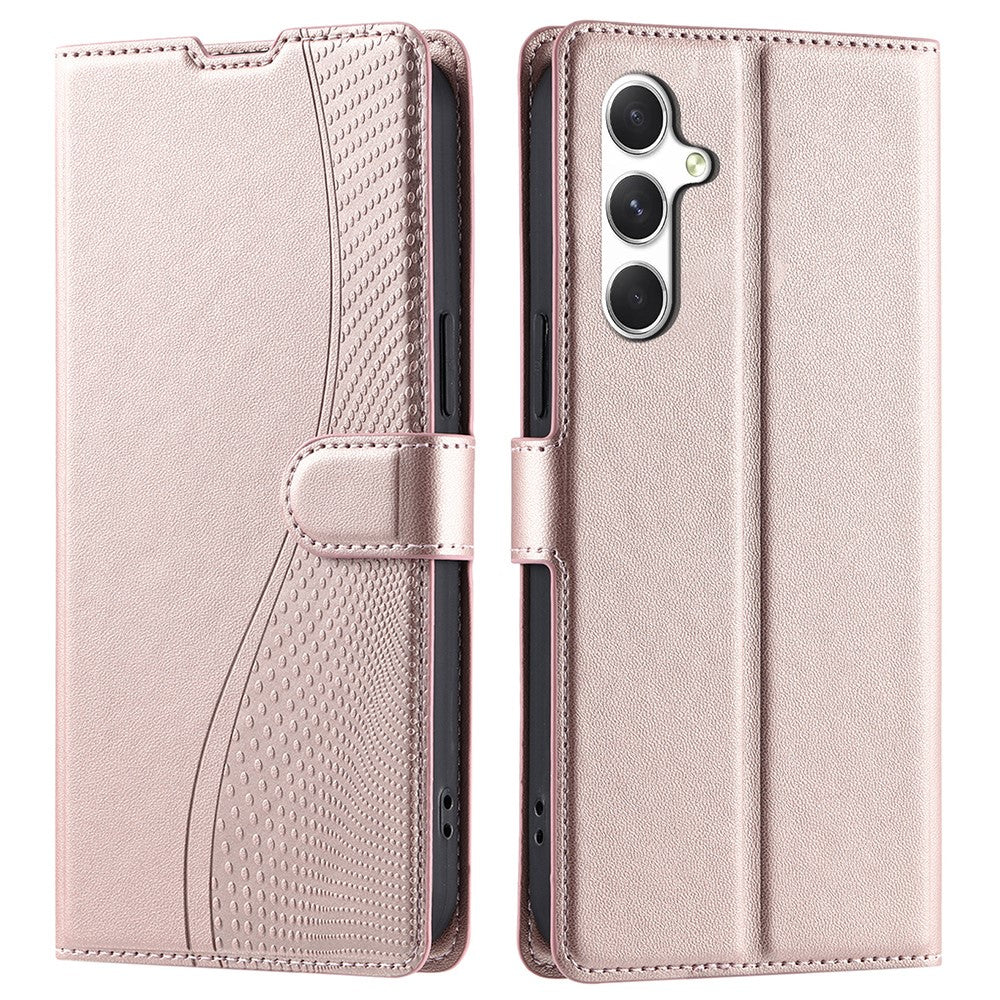 Til Samsung Galaxy A54 5G cover med prikker præget PU læder flip telefoncover med kortplads, rem