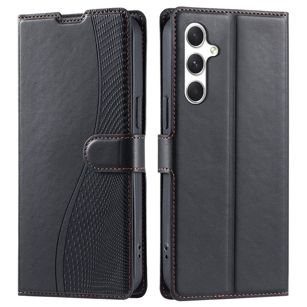 For Samsung Galaxy S24 FE Case Dots Imprinted PU Leather Flip Phone Cover with Card Slot, Strap