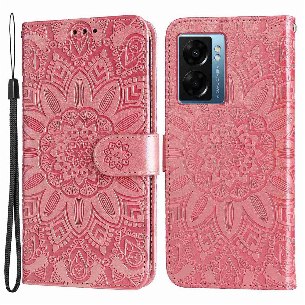 For Oppo A57 (2022) 5G / A77 5G / K10 5G / A57 4G / A57s 4G / Realme Q5i / V23 4G / Narzo 50 5G PU Leather Case Sunflower Imprinted Stand Magnetic Flip Wallet Phone Cover