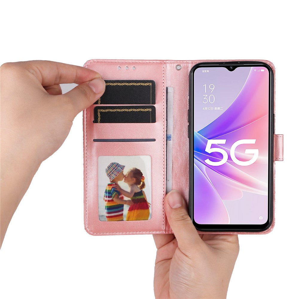 For Oppo A57 (2022) 5G / A77 5G / K10 5G / A57 4G / A57s 4G / Realme Q5i / V23 4G / Narzo 50 5G PU Leather Case Sunflower Imprinted Stand Magnetic Flip Wallet Phone Cover