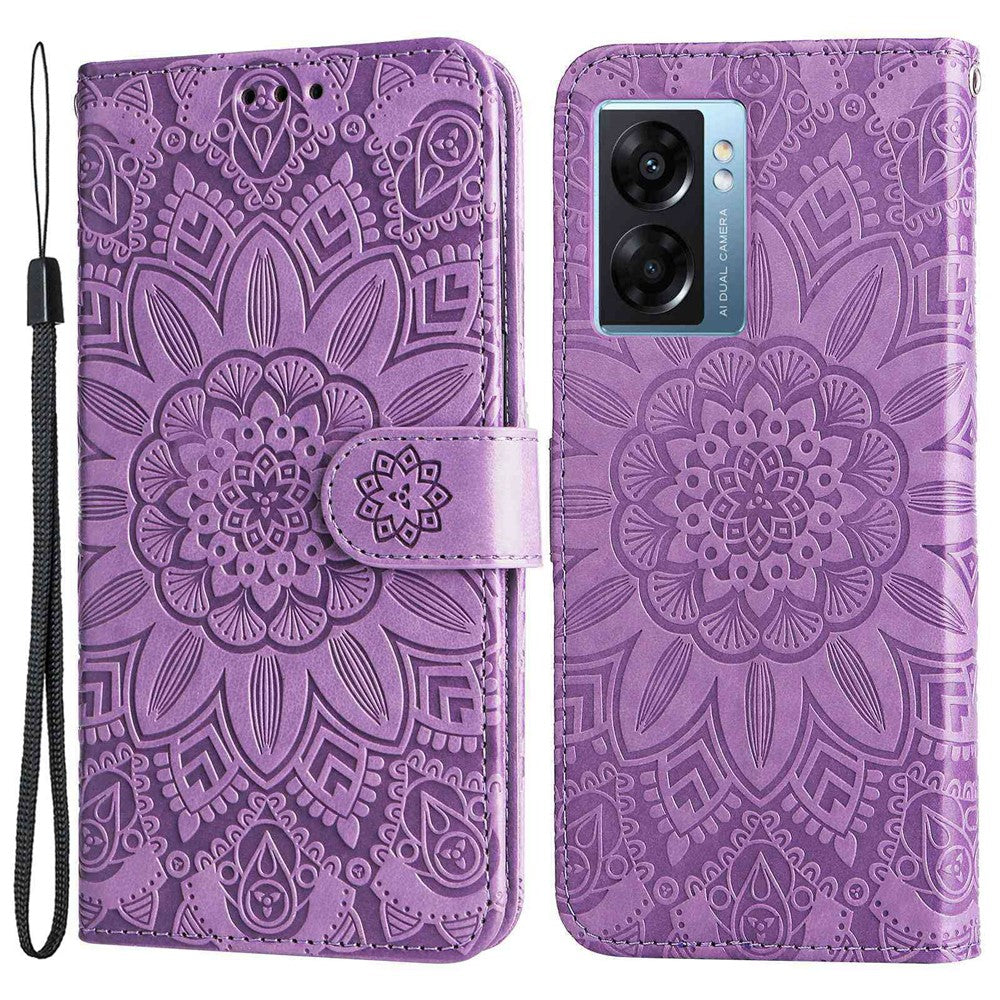 For Oppo A57 (2022) 5G / A77 5G / K10 5G / A57 4G / A57s 4G / Realme Q5i / V23 4G / Narzo 50 5G PU Leather Case Sunflower Imprinted Stand Magnetic Flip Wallet Phone Cover