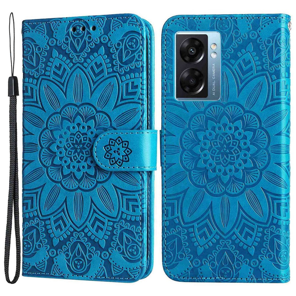 For Oppo A57 (2022) 5G / A77 5G / K10 5G / A57 4G / A57s 4G / Realme Q5i / V23 4G / Narzo 50 5G PU Leather Case Sunflower Imprinted Stand Magnetic Flip Wallet Phone Cover