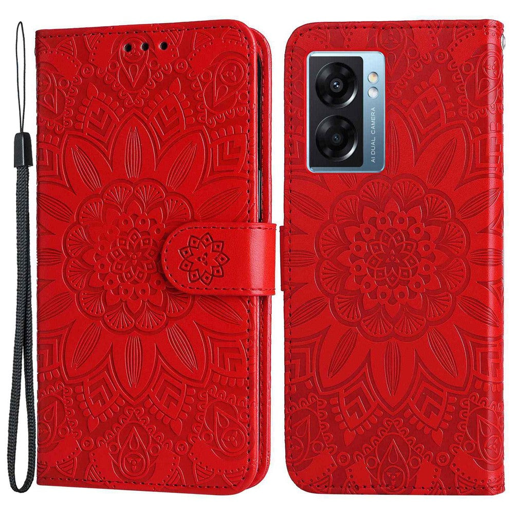 For Oppo A57 (2022) 5G / A77 5G / K10 5G / A57 4G / A57s 4G / Realme Q5i / V23 4G / Narzo 50 5G PU Leather Case Sunflower Imprinted Stand Magnetic Flip Wallet Phone Cover