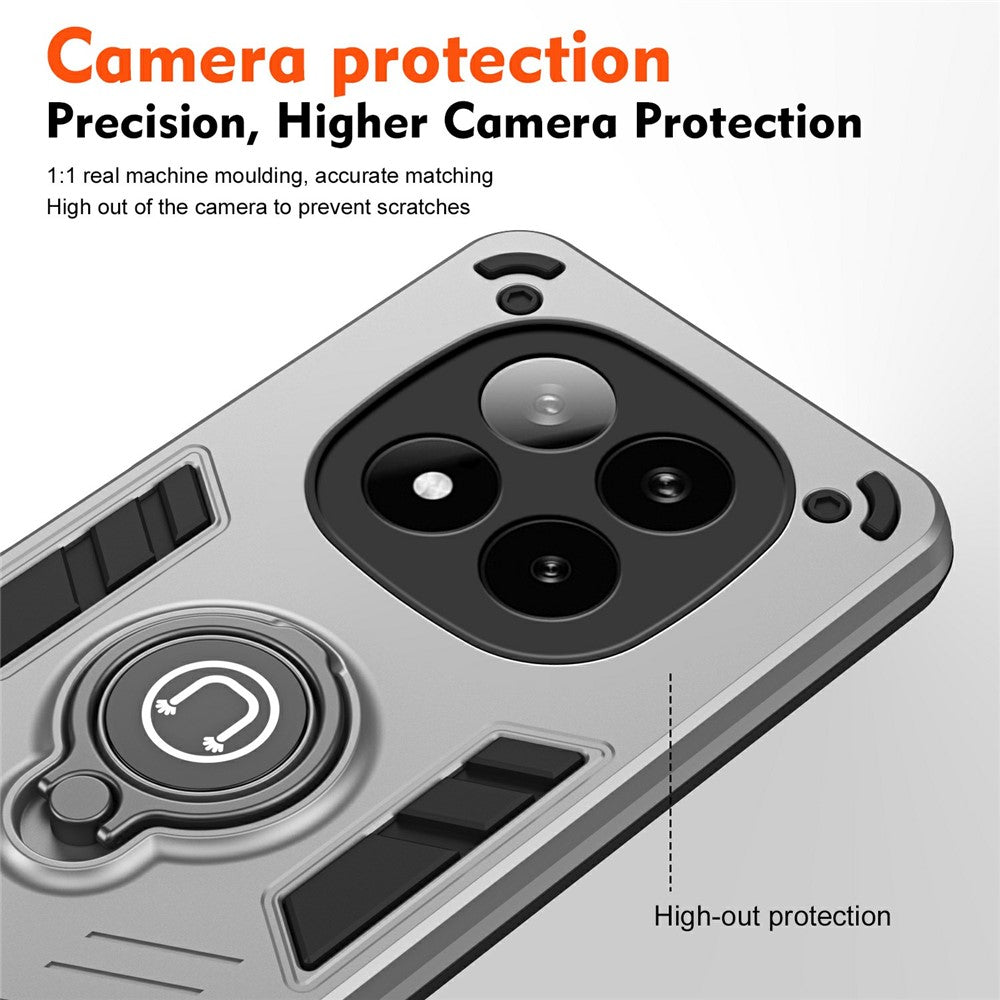 For Xiaomi Redmi Note 14 Pro+ 5G Case with Ring Kickstand PC+TPU Shockproof Phone Cover