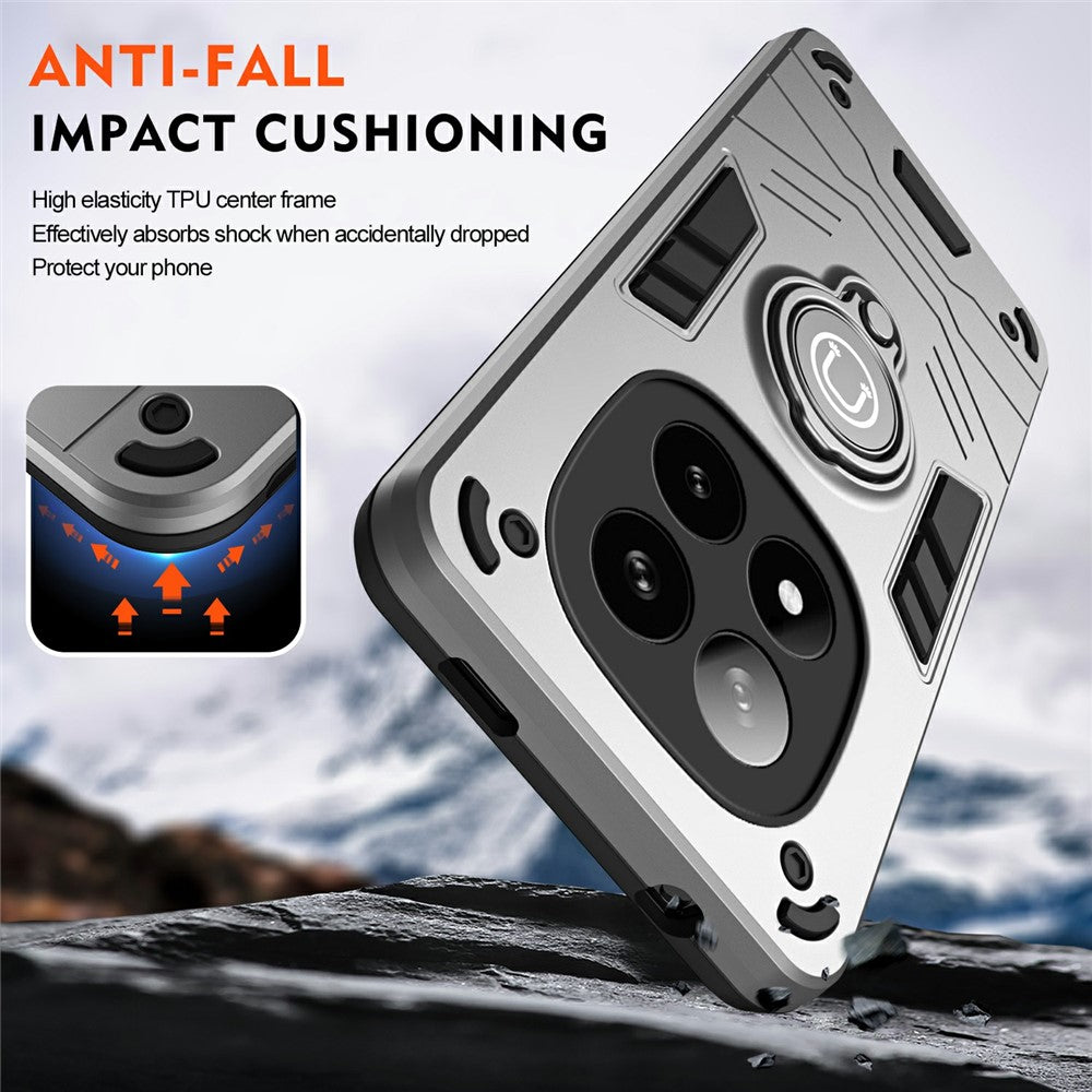For Xiaomi Redmi Note 14 Pro+ 5G Case with Ring Kickstand PC+TPU Shockproof Phone Cover