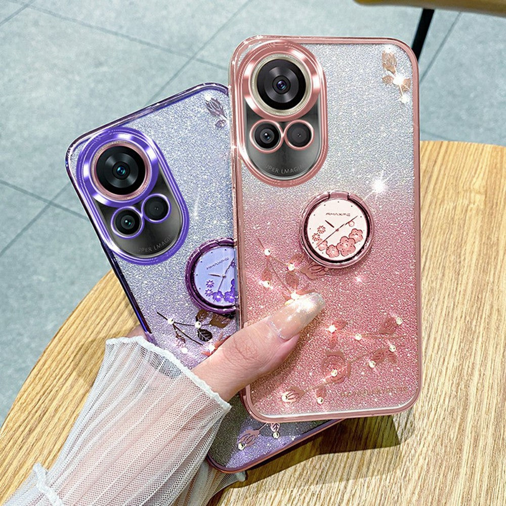 KADEM For Huawei nova 13 Case Ring Kickstand TPU Flowers Phone Cover Gradient Glitter