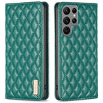 BINFEN COLOR BF Style-16 för Samsung Galaxy S25 Ultra-skal med korthållare och rombiskt läderfodral