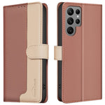 BINFEN COLOR BF33 for Samsung Galaxy S25 Ultra Leather Case Splicing Color RFID Blocking