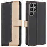 BINFEN COLOR BF33 for Samsung Galaxy S25 Ultra Leather Case Splicing Color RFID Blocking