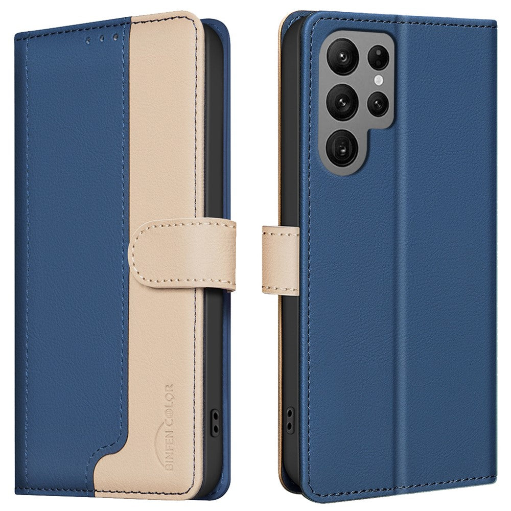 BINFEN COLOR BF33 for Samsung Galaxy S25 Ultra Leather Case Splicing Color RFID Blocking