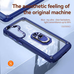 For Samsung Galaxy S25 Case Alloy Lens Frame PC + TPU Kickstand Phone Back Cover