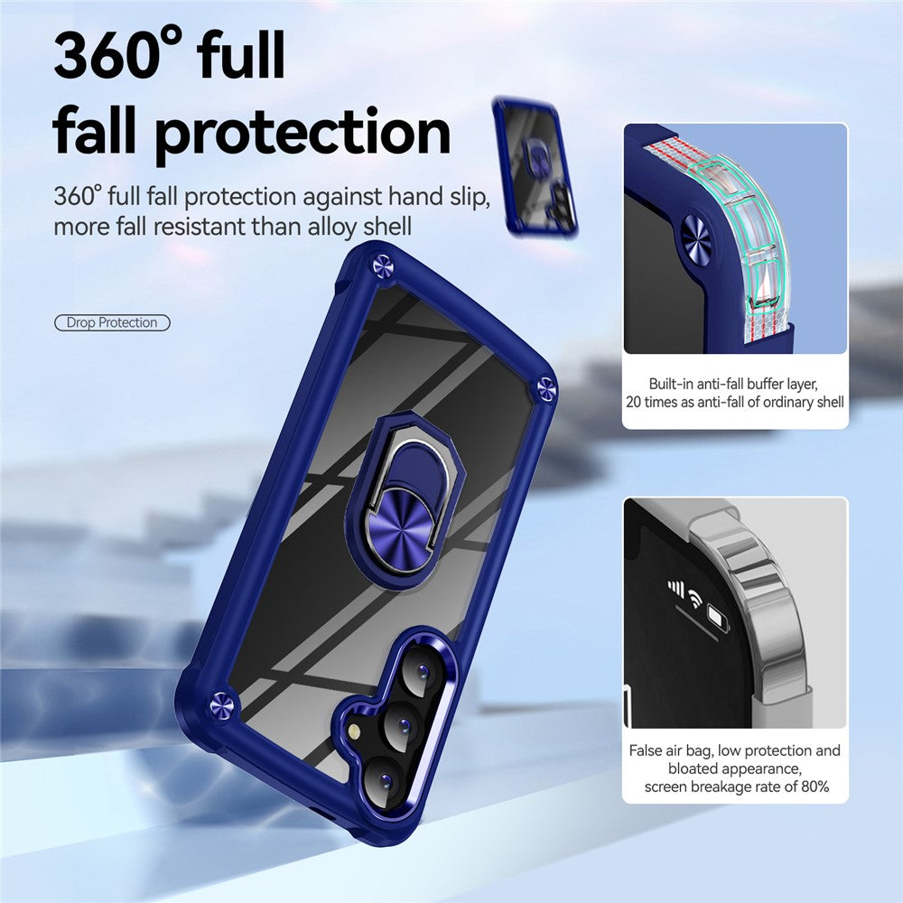 For Samsung Galaxy S25+ Case Alloy Lens Frame PC + TPU Kickstand Phone Back Cover