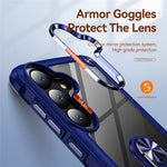 For Samsung Galaxy S25+ Case Alloy Lens Frame PC + TPU Kickstand Phone Back Cover