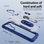 For Samsung Galaxy S25+ Case Alloy Lens Frame PC + TPU Kickstand Phone Back Cover