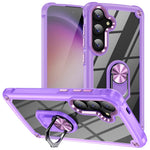 For Samsung Galaxy S25+ Case Alloy Lens Frame PC + TPU Kickstand Phone Back Cover