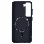 For Samsung Galaxy S23 Case Magnetic Case Carbon Fiber Texture Water-Transfer PC Phone Cover