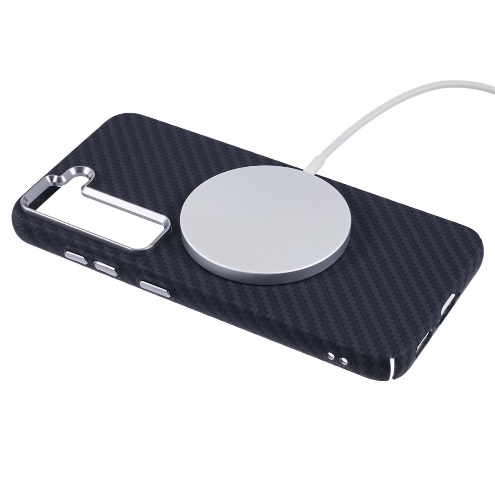 For Samsung Galaxy S23 Case Magnetic Case Carbon Fiber Texture Water-Transfer PC Phone Cover