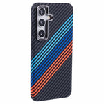 For Samsung Galaxy S24 Magnetic Case Carbon Fiber Texture Water-Transfer PC Phone Cover