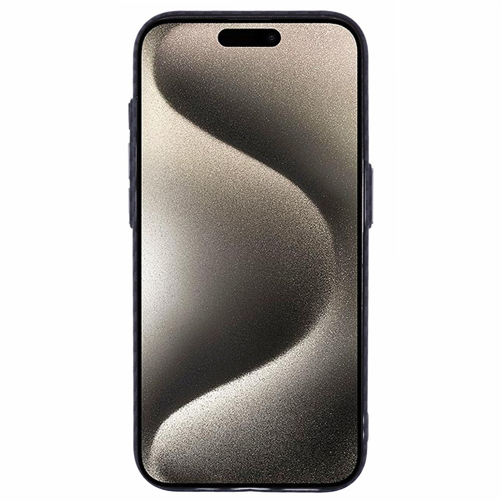 Til iPhone 15 Pro Cover Kompatibelt med MagSafe Kulfiber Tekstur Vandoverførings-PC Telefoncover