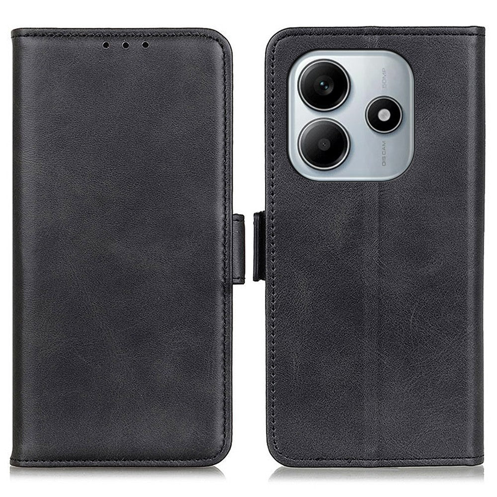 For Xiaomi Redmi Note 14 4G (163.25mm) Case Stand Cowhide Texture PU Leather Phone Cover