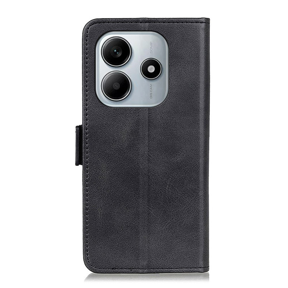 Xiaomi Redmi Note 14 4G (163.25mm) Fodral Stativ Kohudstruktur PU-läder mobilskal