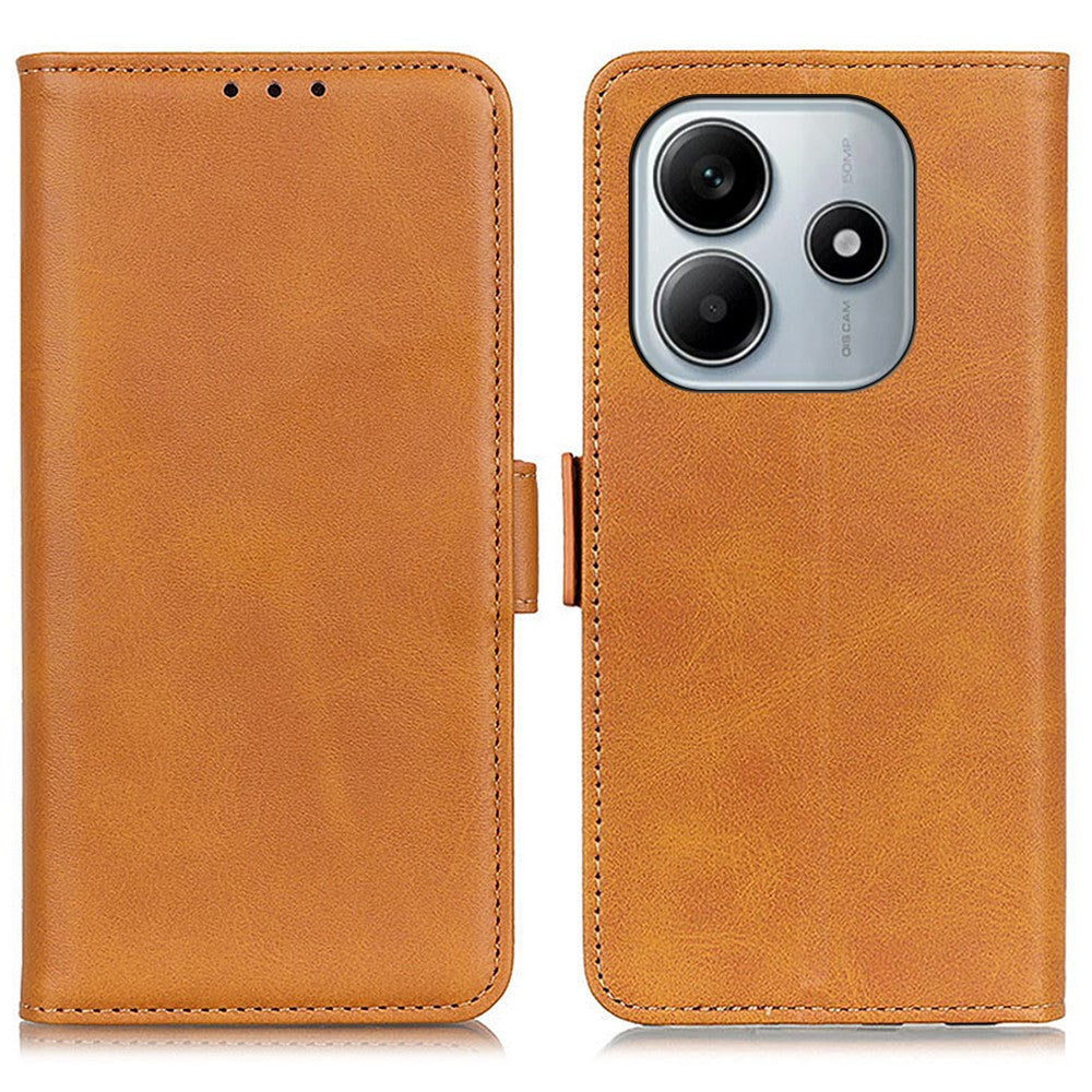 Xiaomi Redmi Note 14 4G (163.25mm) Fodral Stativ Kohudstruktur PU-läder mobilskal