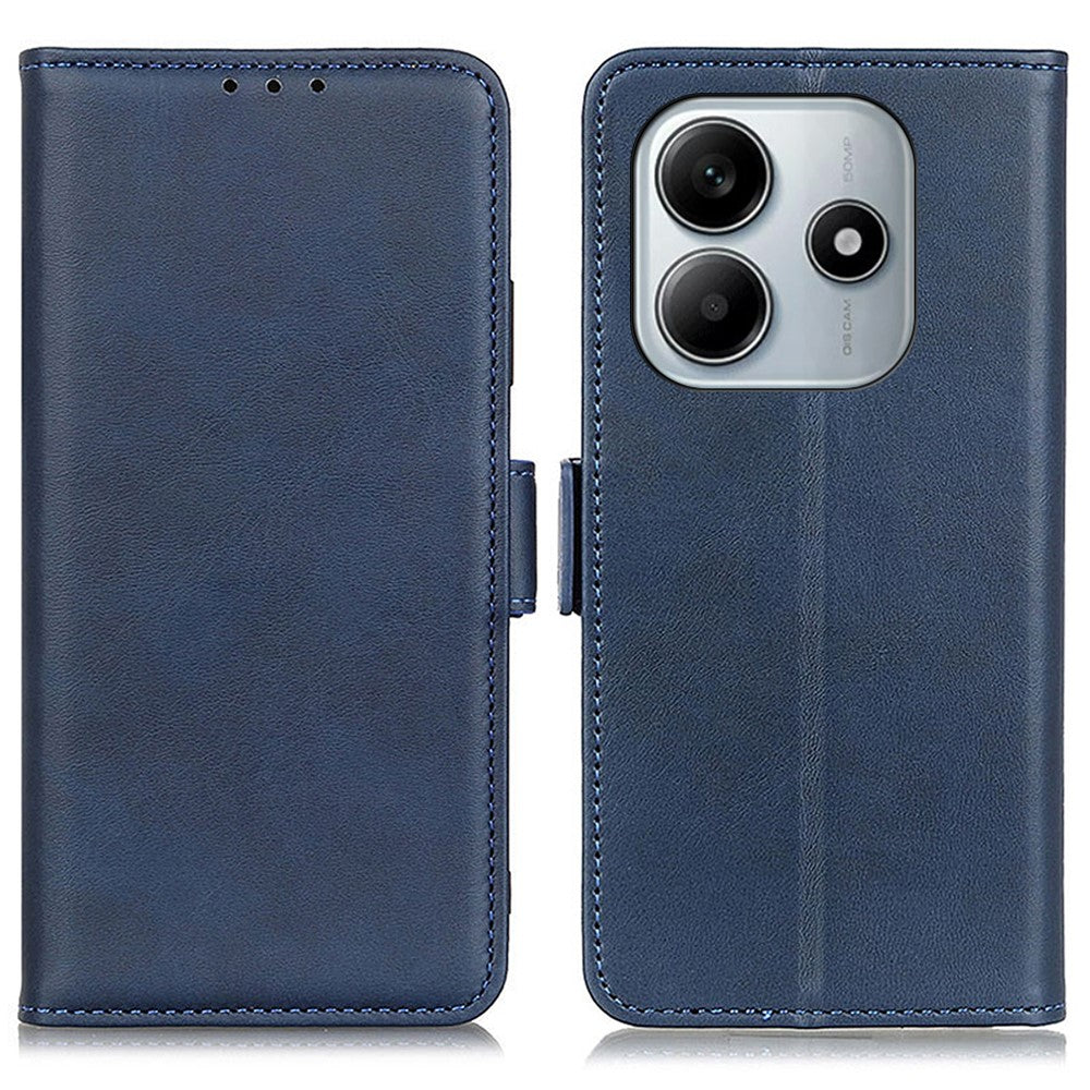 For Xiaomi Redmi Note 14 4G (163.25mm) Case Stand Cowhide Texture PU Leather Phone Cover