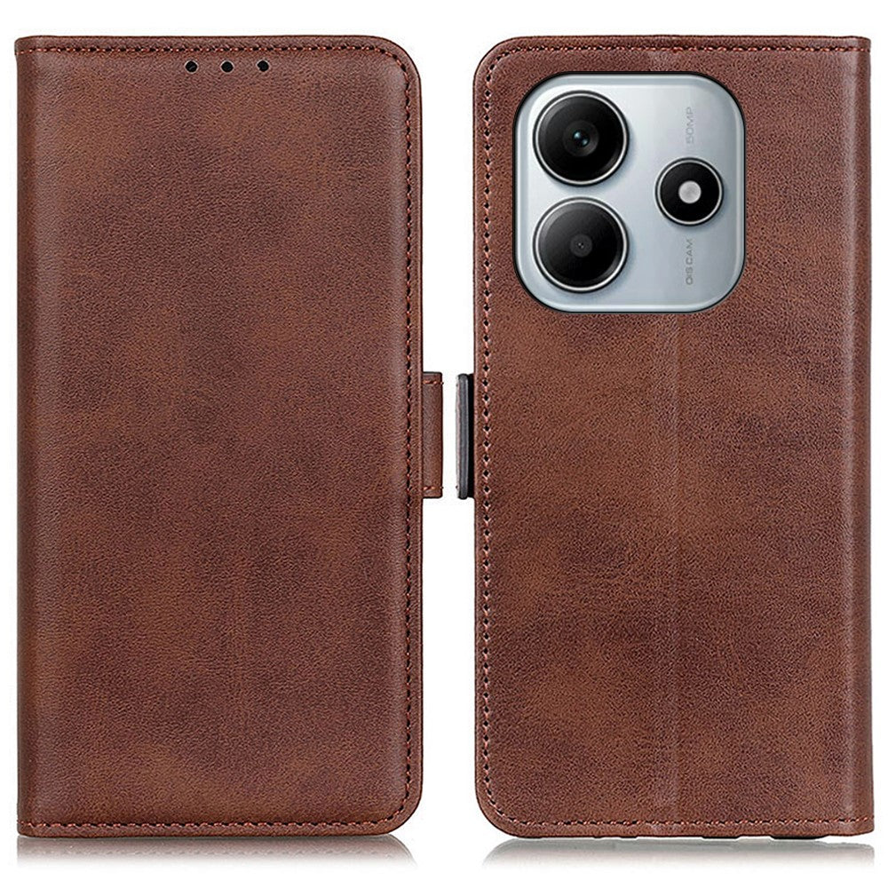 For Xiaomi Redmi Note 14 4G (163.25mm) Case Stand Cowhide Texture PU Leather Phone Cover