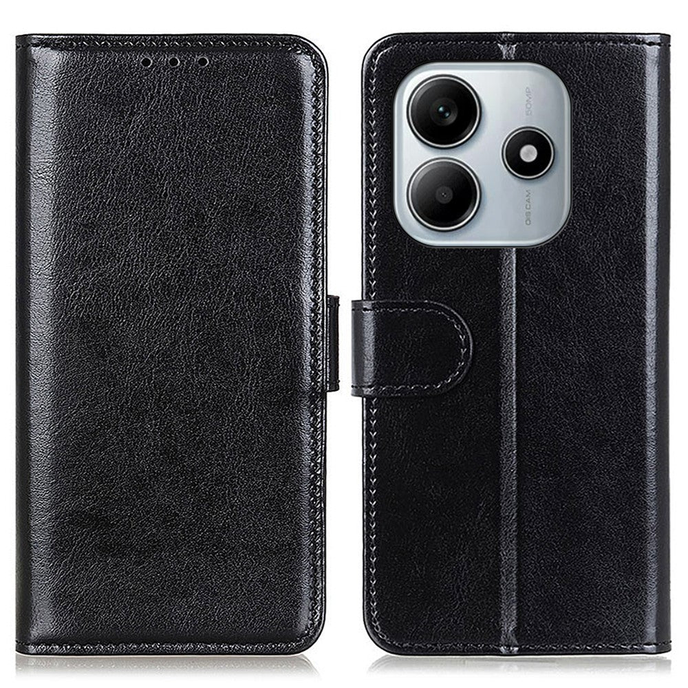 For Xiaomi Redmi Note 14 4G (163.25mm) Case Crazy Horse Texture PU Leather Phone Stand Cover
