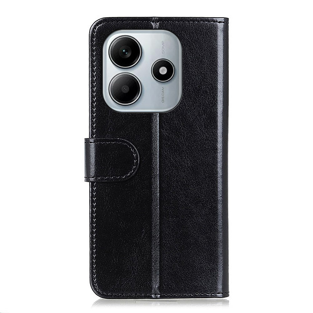 For Xiaomi Redmi Note 14 4G (163.25mm) Case Crazy Horse Texture PU Leather Phone Stand Cover