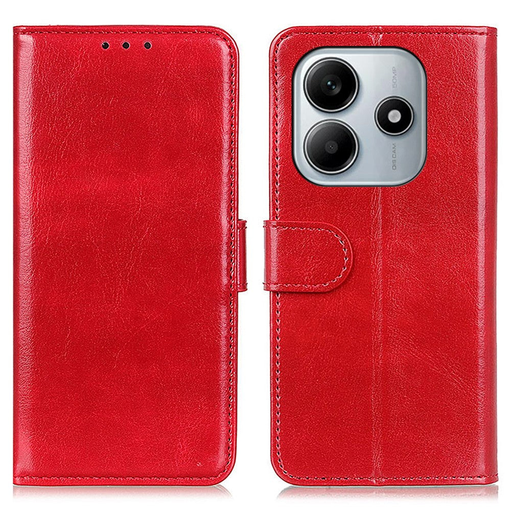 For Xiaomi Redmi Note 14 4G (163.25mm) Case Crazy Horse Texture PU Leather Phone Stand Cover