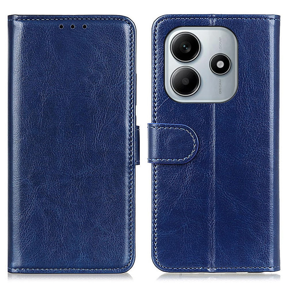 For Xiaomi Redmi Note 14 4G (163.25mm) Case Crazy Horse Texture PU Leather Phone Stand Cover