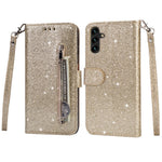 For Samsung Galaxy S25 Stand Case Glitter Phone Leather Cover Zipper Pocket