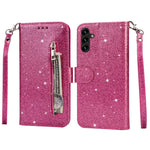 For Samsung Galaxy S25 Stand Case Glitter Phone Leather Cover Zipper Pocket