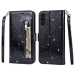 For Samsung Galaxy S25 Stand Case Glitter Phone Leather Cover Zipper Pocket