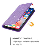For Samsung Galaxy S24 FE Case Glittery PU Leather+TPU Card Slot Phone Cover