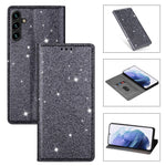 Til Samsung Galaxy S25+ Cover Glittery PU-læder+TPU Kortlomme Telefoncover