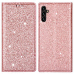 Til Samsung Galaxy S25+ Cover Glittery PU-læder+TPU Kortlomme Telefoncover
