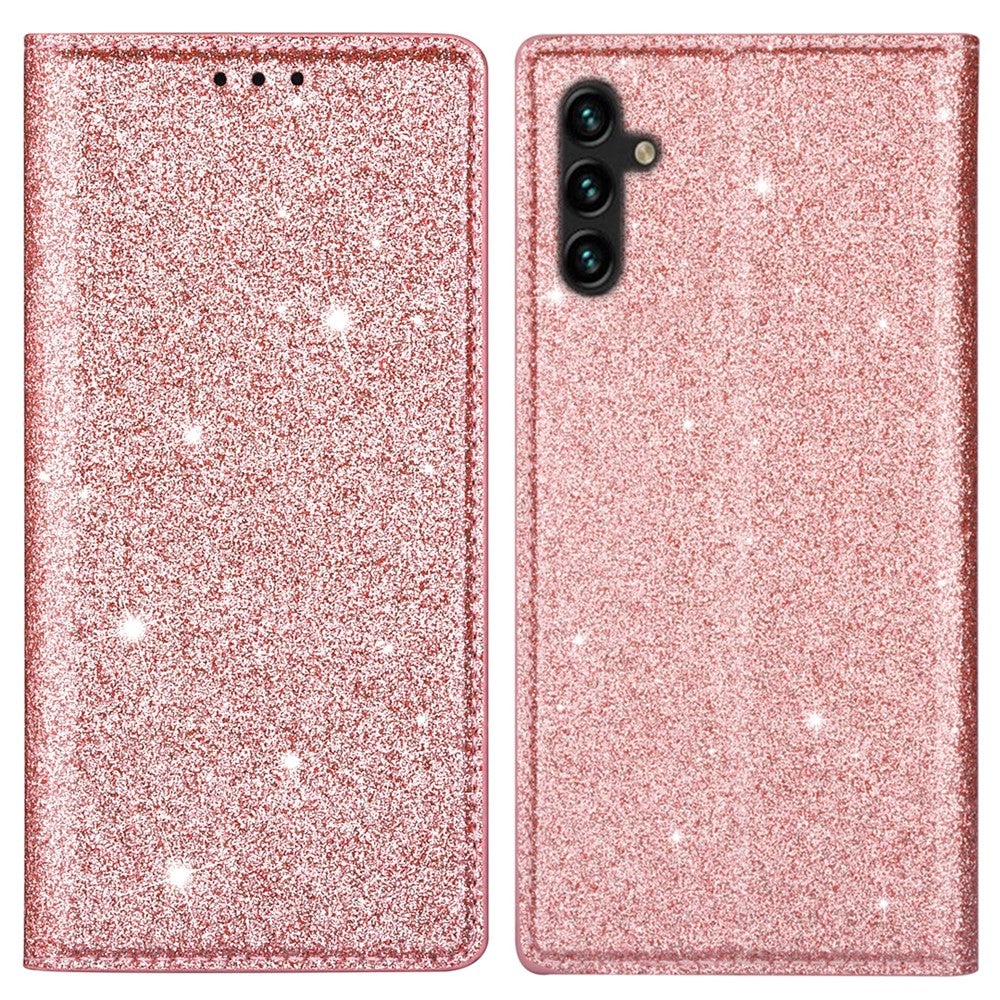 Til Samsung Galaxy S25+ Cover Glittery PU-læder+TPU Kortlomme Telefoncover